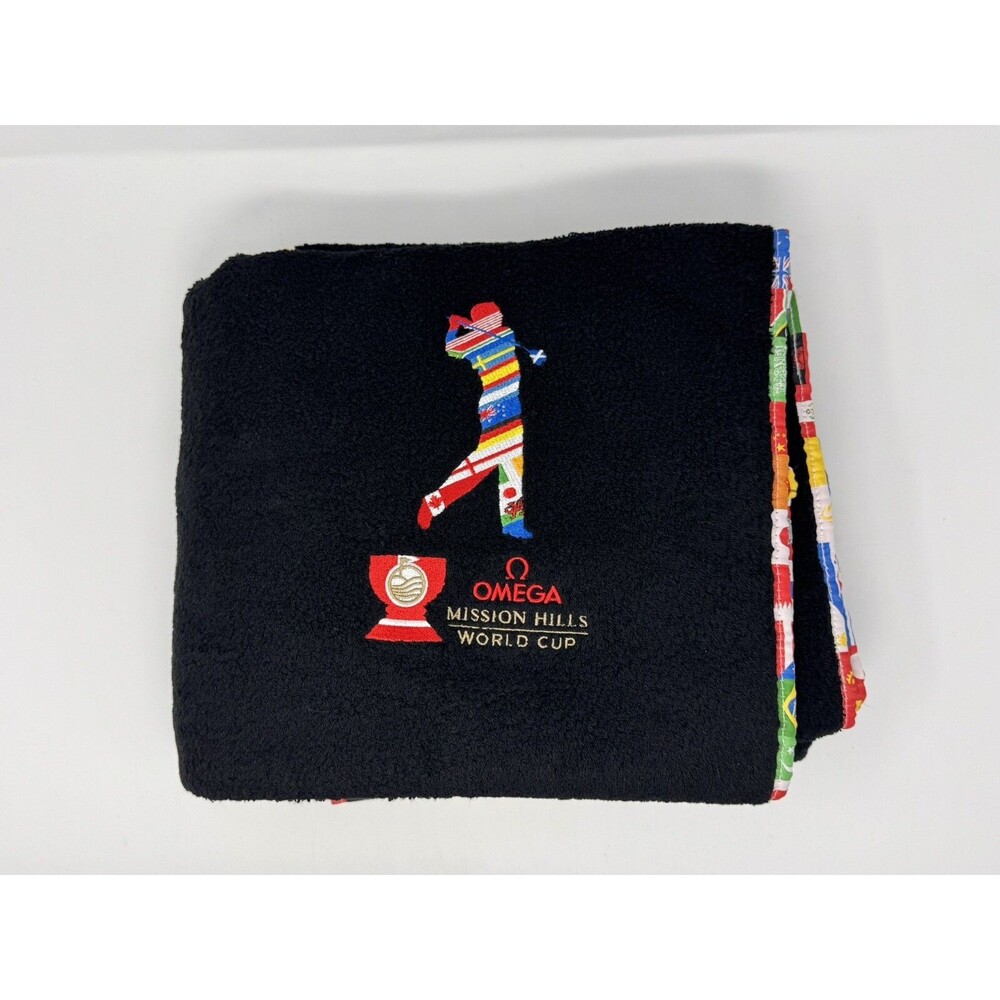 Omega Mission Hills World Cup Golf Towel Black 100x200cm Brand New